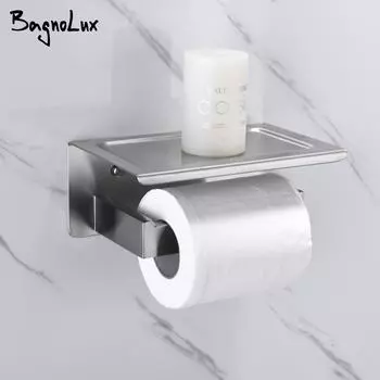 BagnoLux Нержавеющая сталь для хранения вещей Черный полированный хром Простой и красивый настенный держатель для туалетной бумаги для ванной комнаты