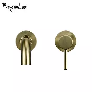Bagnolux Wire Drawing Gold Concealed Basin Bathroom Faucet Brass Round Hole Water Outlet Bathroom Hotel Decor Faucet