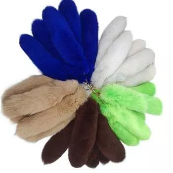 Bags Charm Animal Tail Keychain Pompoms Fur Pendant Keyring Plush Tail Keychain Women Girl серый