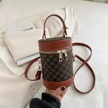 Сумки Мода Сумки через плечо Текстурированные PU Сумки Тоут Сумки-цилиндры для поездок Нишевые Универсальные Сумки-мессенджеры коричневый