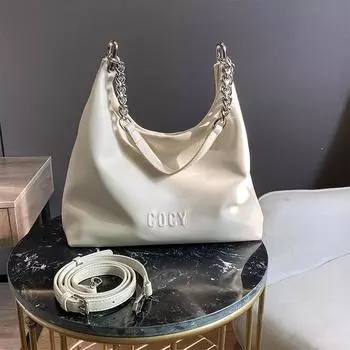 Bags Large-capacity women s 2025 new niche underarm bags Versatile chain shoulder bags Simple commuter tote bags белый