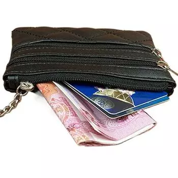 Bags Lattice Double Layer Grid Coin Purse Girls Money Bag Women Purse Wallets Korean Card Holder чёрный