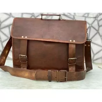Bags Leather Messenger Shoulder Laptop Bag Briefcase Men s Worldwided 16 x 12 x 5 in