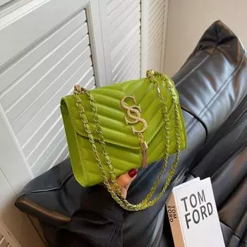 Bags simple casual bag women s 2024 autumn new fashion trend shoulder bag retro casual chain чёрный