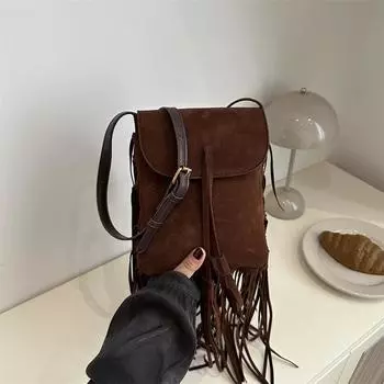 Bags Women s Autumn Versatile 2025 New Frosted Retro Shoulder Crossbody Bag Premium Sense Tassel Bag