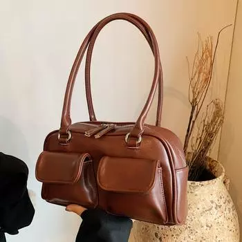 Bags Women S Trendy Fashion Retro Tote Bags Large Capacity Shoulder Bags Commuter Underarm Bags Women S Bags коричневый