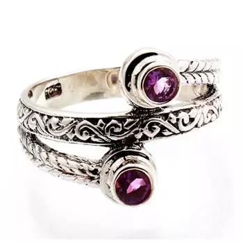 Bague Argent artisanale Heaven amthyste argent - 17 mm