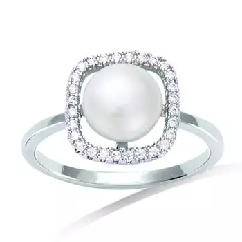 Bague argent Sissi blanc argent (rhodi) - 10x10 mm