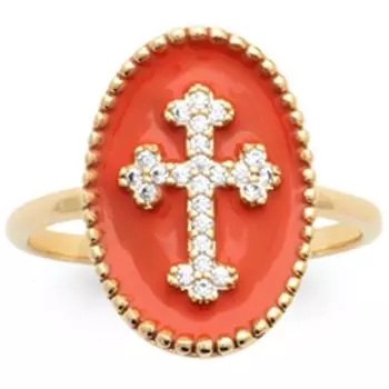Bague Plaqu Or Croix orange dor - 17x12 mm