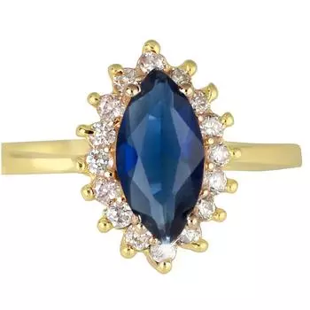 Bague Plaqu Or Victorina saphir dor - 14x10 mm