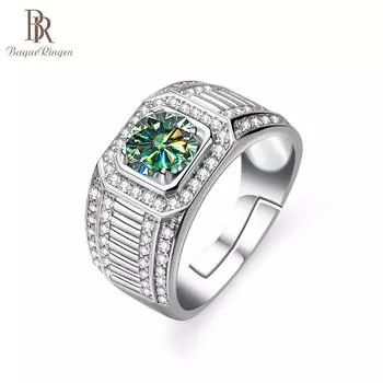 Bague Ringen 1,0 CT D Цвет Муассанит с бриллиантами Обручальные кольца для женщин 18-каратное белое золото Цвет 100% стерлингового серебра 925 пробы Свадебное кольцо 7 синий