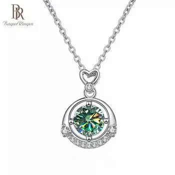 Bague Ringen 1,0 CT подвеска из муассанита для женщин ожерелье с имитацией бриллианта S925 стерлингового серебра ювелирные изделия подарок на день Святого Валентина 45cm синий
