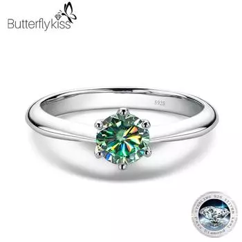 Bague Ringen, 1,0 карат, цвет D, обручальные кольца с муассанитом для женщин, высокое качество, белое золото 18 карат, ювелирные изделия из стерлингового серебра 925 пробы 5 белый