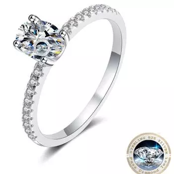 Bague Ringen 1/2ct овальной огранки из настоящего муассанита обручальные кольца с сертификатом Gra женские серебряные тонкие украшения на палец свадебный подарок 1ctNo.9-No.20 белый