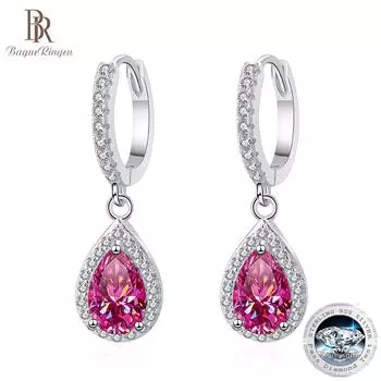 Bague Ringen 1 карат грушевидной огранки с муассанитом, серьги-капли для женщин, сверкающие бриллианты, роскошное качество, стерлинговое серебро S925, ювелирные изделия, подарки 2 x 1ct moissanite белый