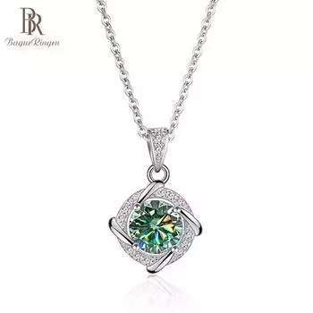 Bague Ringen 1 карат Муассанит ожерелье для женщин Высочайшее качество 100% стерлингового серебра 925 пробы Свадебная вечеринка Свадебные ювелирные украшения 45cm синий