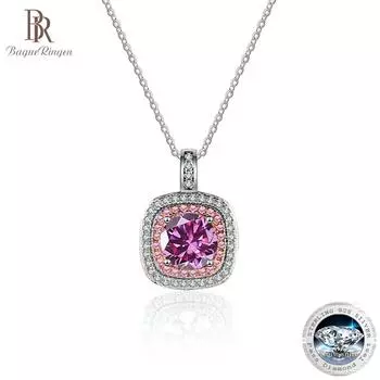 Bague Ringen, 1 карат, настоящий кулон из муассанита, ожерелье для женщин, высокое качество, 100% стерлинговое серебро S925, свадебные украшения, подарок чёрный