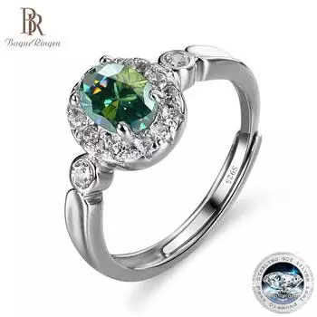 Bague Ringen, 1 карат, овальные кольца с муассанитом, бриллиантовая огранка, стерлинговое серебро S925, испытание на бриллианты для женщин, свадебные элегантные ювелирные изделия Resizable17.3mm белый