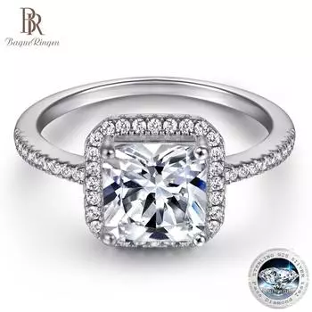Bague Ringen 3ct квадратное цветное кольцо из моссана, обручальное кольцо из стерлингового серебра 925 пробы, оптовая продажа для женщин, ювелирные изделия 3ct No.5 белый