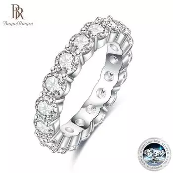 Bague Ringen 4 мм 0,5 карата * 16 шт. D Цвет Муассанит Обручальное Кольцо Позолоченное Серебро Вечность Кольца Для Женщин Ювелирные Изделия