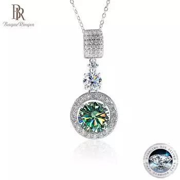 Bague Ringen 5ct Муассанит с бриллиантом Ожерелье с сертификатом Синий Зеленый Розовый Цвет Круглая Форма D Цвет Vvs Муассанит Ювелирный Подарок чёрный