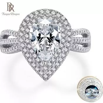 Bague Ringen, настоящее обручальное кольцо с муассанитом и сертификатом, 7*10 мм, камень в форме капли воды, женский изысканный ювелирный подарок 7*10mm No.5 белый