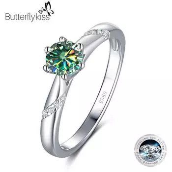 Bague Ringen настоящие 1,0-каратные кольца с бриллиантами из муассанита для женщин, ювелирные изделия из стерлингового серебра 925 пробы, обручальное, свадебное, женское, Anillo 6 белый