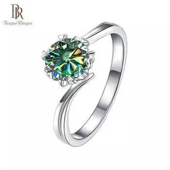 Bague Ringen, настоящие 1 CT D цвет, обручальные кольца с муассанитом для женщин, стерлинговое серебро 925 пробы, сверкающее ювелирное изделие для помолвки и вечеринки 5 синий