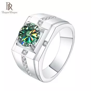 Bague Ringen настоящие кольца с муассанитом 1 карат для мужчин, обручальное кольцо из 100% стерлингового серебра 925 пробы, роскошные женские ювелирные аксессуары, подарок 7 синий