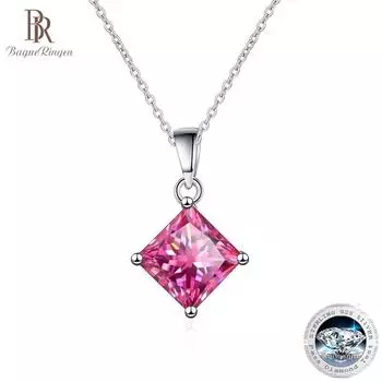 Bague Ringen настоящий 1 или 2CT кулон с муассанитом и бриллиантом, ожерелье из стерлингового серебра S925, сверкающее обручальное свадебное кулонное ювелирное изделие 1ctlength45cm белый