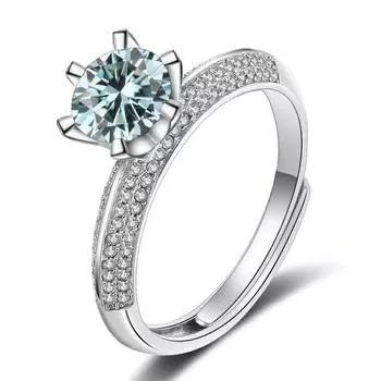 Bague Ringen Роскошное кольцо с бриллиантом D цвета 1 карат из муассанита, женское кольцо из стерлингового серебра S925, ювелирные украшения для свадьбы, регулируемый размер 1ct adjustable чёрный