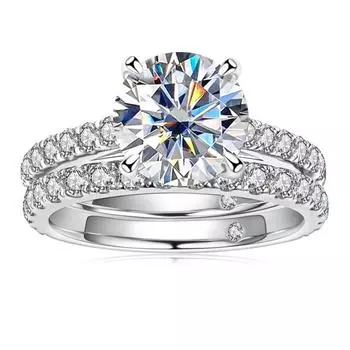 Bague Ringen, роскошное кольцо с муассанитом 3,0 карата, женское кольцо из стерлингового серебра 925 пробы, ювелирные изделия с четырьмя когтями, свадебные комплекты для свадьбы 3ct No.5 чёрный