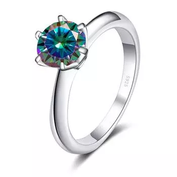 Bague Ringen Роскошные 100% настоящие 5-каратные кольца с муассанитом и бриллиантами для женщин, свадебные кольца из серебра 925 пробы, классические круглые ювелирные изделия, подарок с GRA jet чёрный