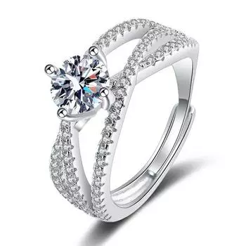 Bague Ringen S925 Ювелирные изделия из стерлингового серебра для женщин 1ct 2ct D Цвет Муассанит кольцо с сертификатом Свадебные обручальные открытые кольца