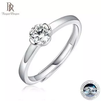 Bague Ringen S925 Простое школьное кольцо с муассанитом 0,5 карата можно открыть, чтобы скорректировать тренд модных аксессуаров 0.5ct Nude Cargo белый