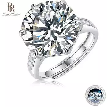 Bague Ringen S925 Серебро Роскошное инкрустированное муассанитом 10 карат. Широкая тема, женский новый стиль, регулируемое кольцо с возможностью открытия