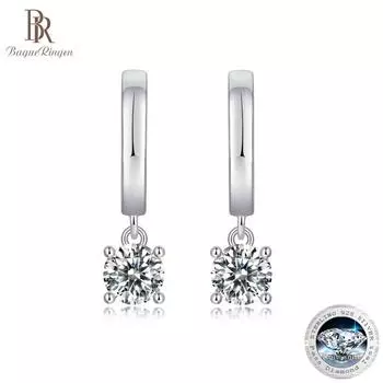 Bague Ringen S925 Серебро с инкрустацией 0,5 карата * 2 Длинные серьги с муасенским камнем на тему дождя и осени, новые простые модные аксессуары Nude Cargo алмаз