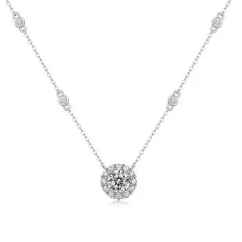 Bague Ringen S925 Серебро с инкрустацией 1 карат Муассанит Милая подвеска в виде сердца женская модная цепочка на ключицу ювелирные изделия