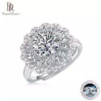 Bague Ringen S925 Серебро с инкрустацией 2 карата из муассанита, женское новое трендовое кольцо, можно регулировать