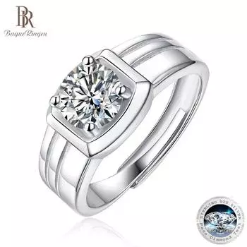 Bague Ringen S925 Серебряное простое мужское кольцо Mosang Stone Пара Новое модное кольцо Серебряное ювелирное кольцо Nude Cargo белый
