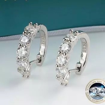 Bague Ringen S925 Серебряные серьги с муассаном 3 мм, серьги круглой огранки, модные простые серьги для женщин a pair3mm белый