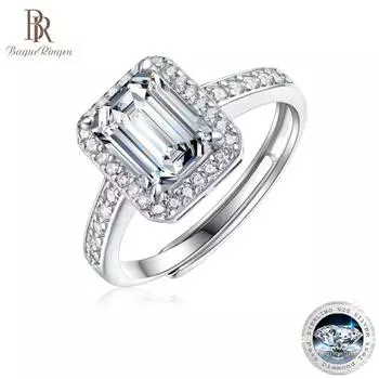 Bague Ringen S925 Серебряный комплект 1 карат/2 карата квадратный муассанит принцесса женский модный подарок живое кольцо ювелирные изделия Nude Cargo1ct белый