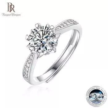 Bague Ringen S925 Серебряный комплект 1 карат с муассанитом, сладкое и жирное женское новое открытое регулируемое простое кольцо Nude Cargo электрические липового