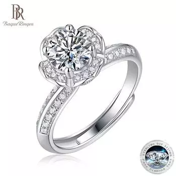 Bague Ringen S925 Серебряный комплект 1 карат из муассанита в цветочном стиле, женская мода, подарок, кольцо для жизни, ювелирные изделия Nude Cargo белый