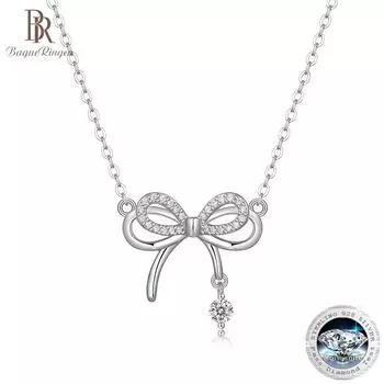 Bague Ringen S925 Серебряный кулон с муассанитом, светлый роскошный лук, ожерелье с розовым чувством Nude Cargo алмаз