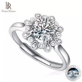 Bague Ringen S925 Silver 1CT Муассанит в форме вишневого цвета женское новое модное регулируемое кольцо Nude Cargo белый