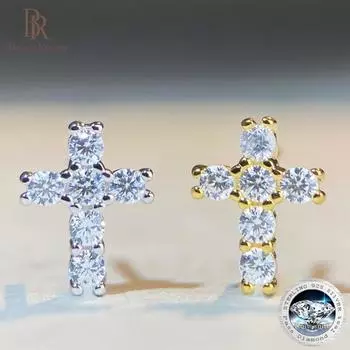 Bague Ringen S925 Sterling Silver Mosan унисекс хип-хоп европейские и американские золотые крестовые серьги с родиевым покрытием