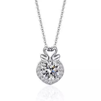 Bague Ringen S925 Стерлинговое Серебро Цепочка На Ключицу 1 карат D Цвет Муассанит Бриллиантовое Ожерелье Двойной Лебедь Подвеска Роскошные Изящные Ювелирные Изделия 1ct length 45cm чёрный