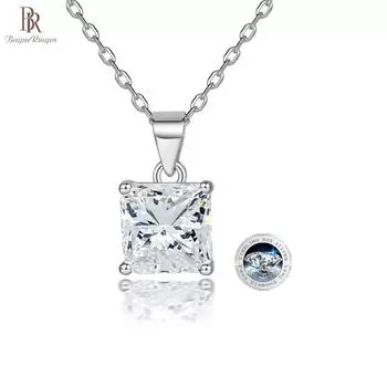 Bague Ringen S925 Стерлинговое Серебро Цвет Сокровище Ожерелье Женская Ниша Квадратный Кристалл Кулон Европа-Американский Стиль Цепь Ключицы length 40cm+5cm белого золота