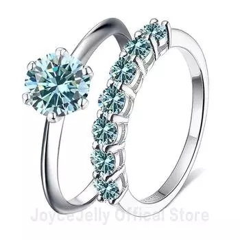 Bague Ringen S 925 Серебро Набор D Цвет Муассанит Пара 2 обручальных кольца/набор Женский подарок на помолвку Размер 5-9